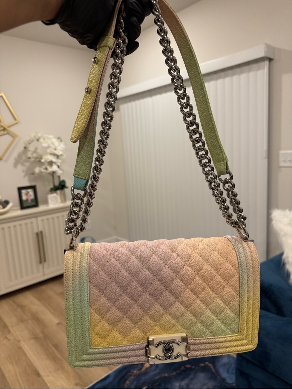 CHANEL Pastel Gradient Quilted Shoulder Bag - Pink, Yellow, Green